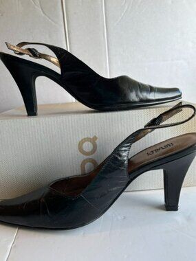 Rinaldi slingback leather pumps.